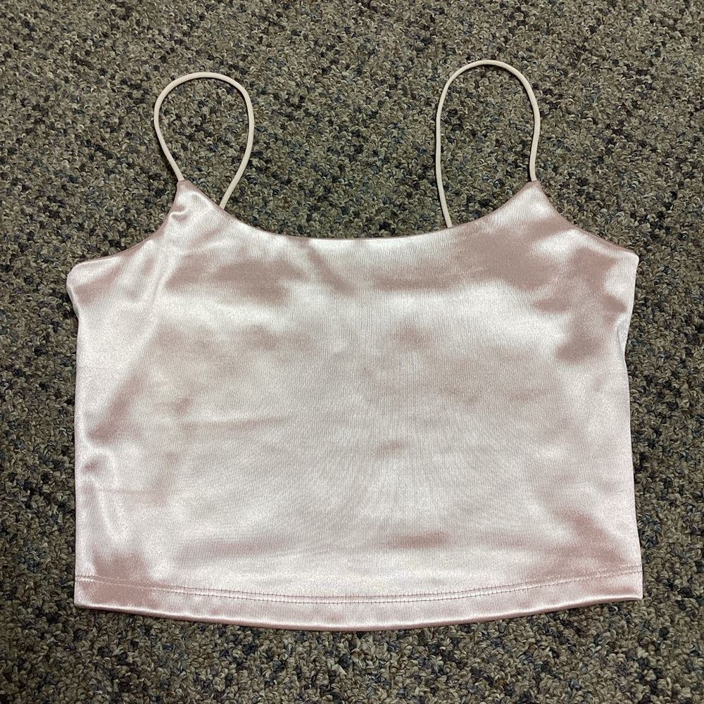 Aeropostale Seriously Soft Pink Satin Bungee Crop Cami * Size XS